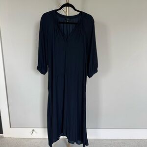 Current Air Deep Blue Sleeve Split Midi Dress
